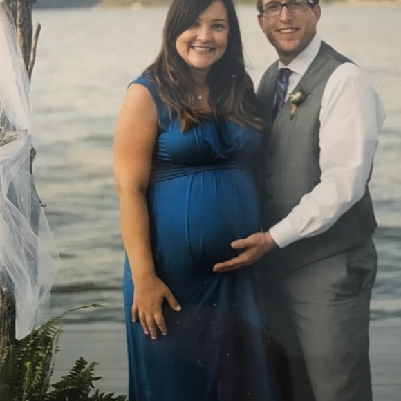 HUGE MOVING SALE!! NEW!  Stella Maternity Maxi Dress - Blue NWT! - Picture 5 of 6